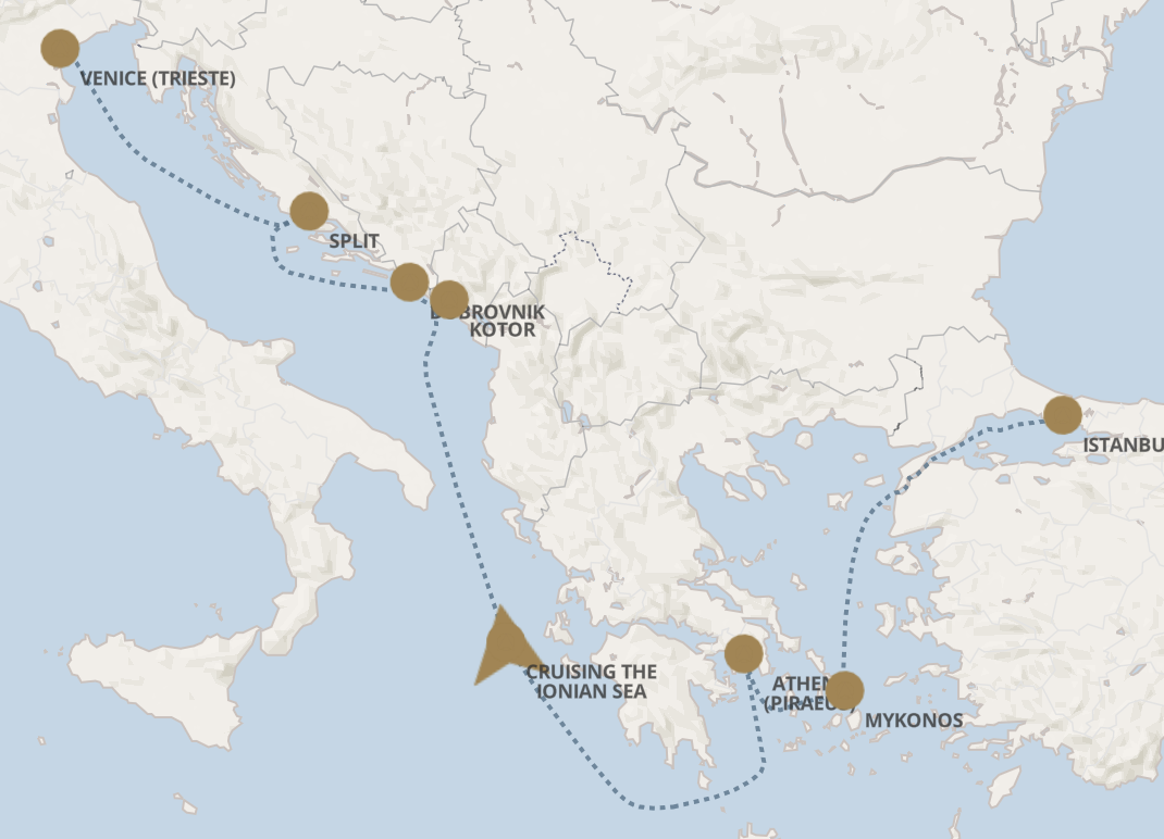 Mapa Estambul a Trieste