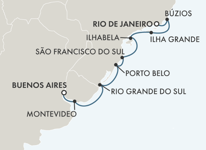Mapa Río a Buenos Aires